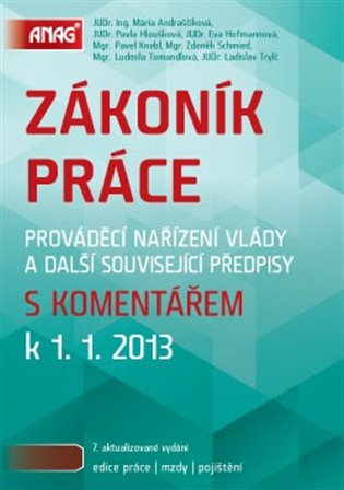 Kniha Zákoník práce s komentářem k 1. 1. 2013