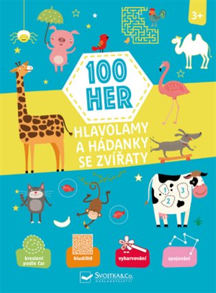 Kniha 100 her Hlavolamy a hádanky se zvířaty 3+