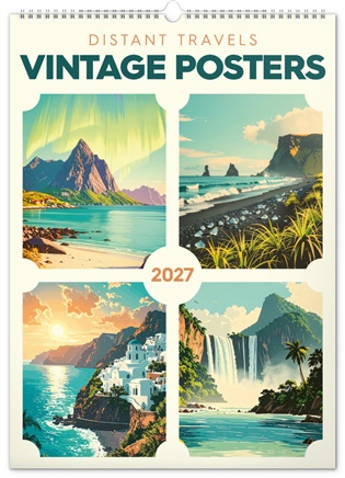 Nástěnný kalendář Vintage plakáty – daleké kraje 2027