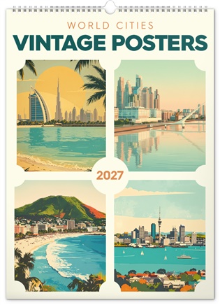 Nástěnný kalendář Vintage plakáty – světová města 2027