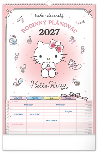 Nástěnný kalendář Rodinný plánovací Hello Kitty XL 2027